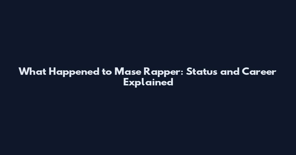 What Happened to Mase Rapper: Status and Career Explained