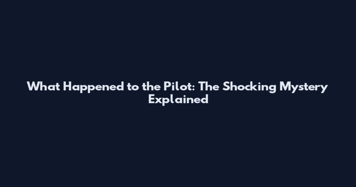 What Happened to the Pilot: The Shocking Mystery Explained