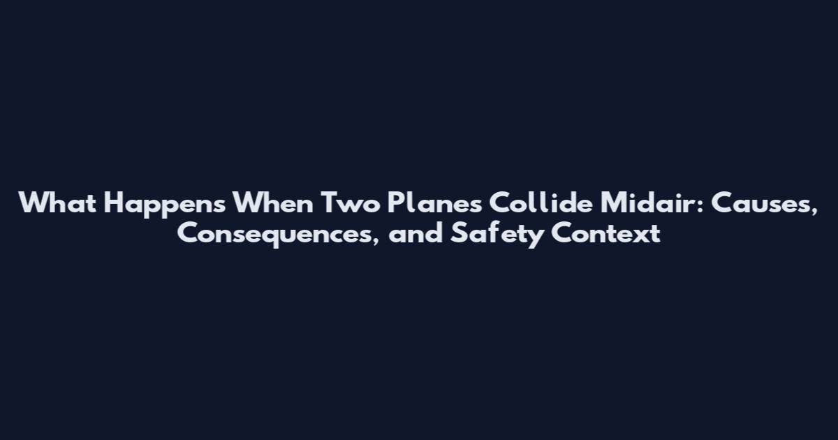 What Happens When Two Planes Collide Midair: Causes, Consequences, and Safety Context