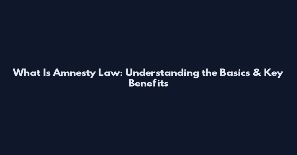 What Is Amnesty Law: Understanding the Basics & Key Benefits