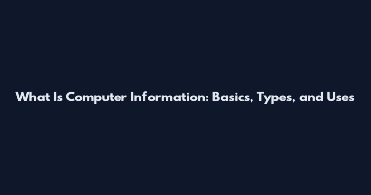 What Is Computer Information: Basics, Types, and Uses