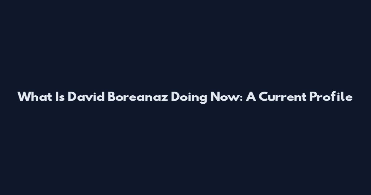 What Is David Boreanaz Doing Now: A Current Profile