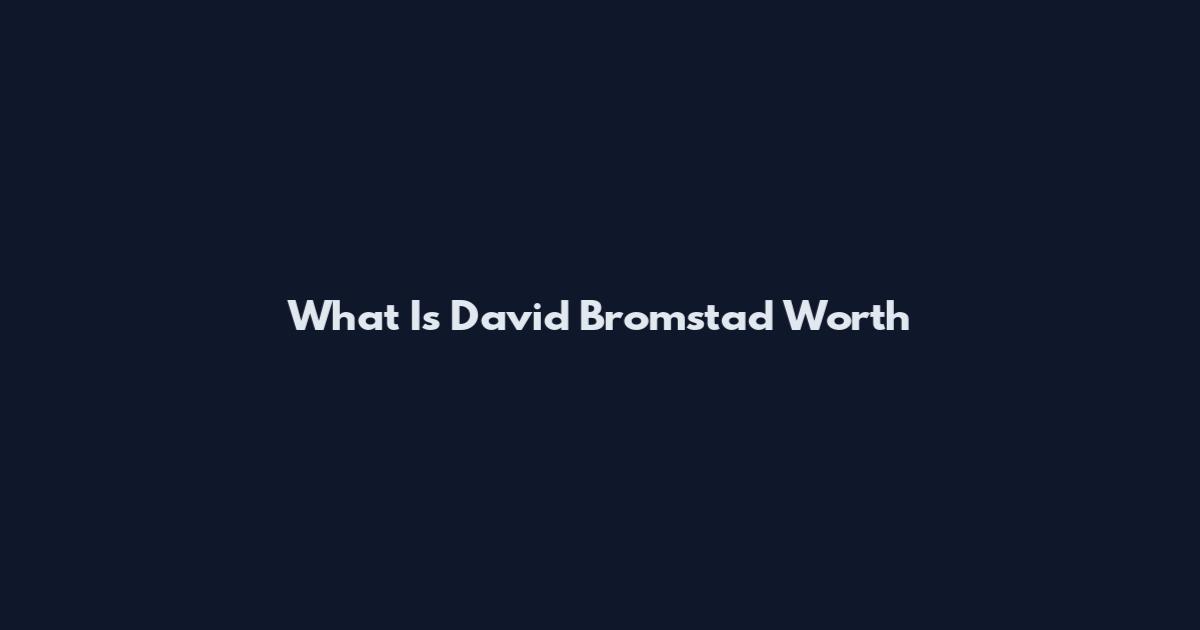 What Is David Bromstad Worth