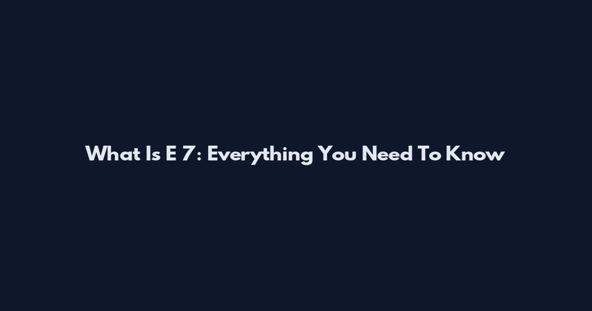 What Is E 7: Everything You Need To Know