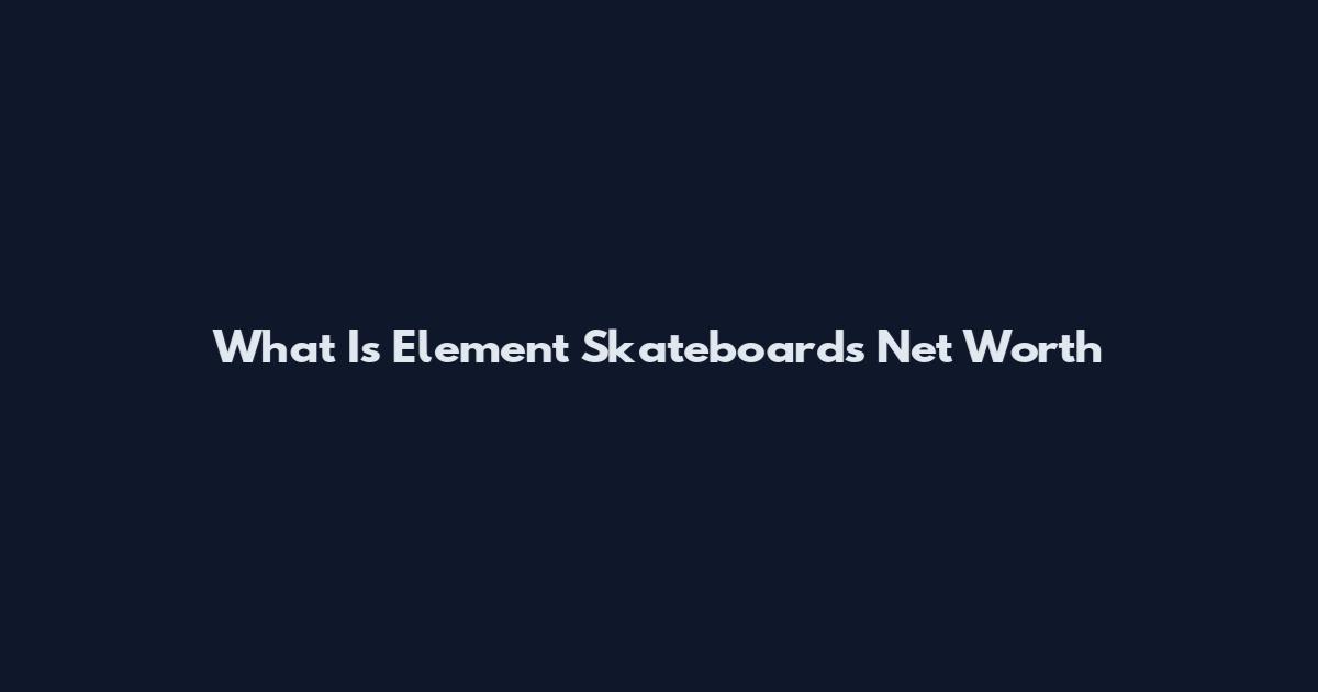 What Is Element Skateboards Net Worth