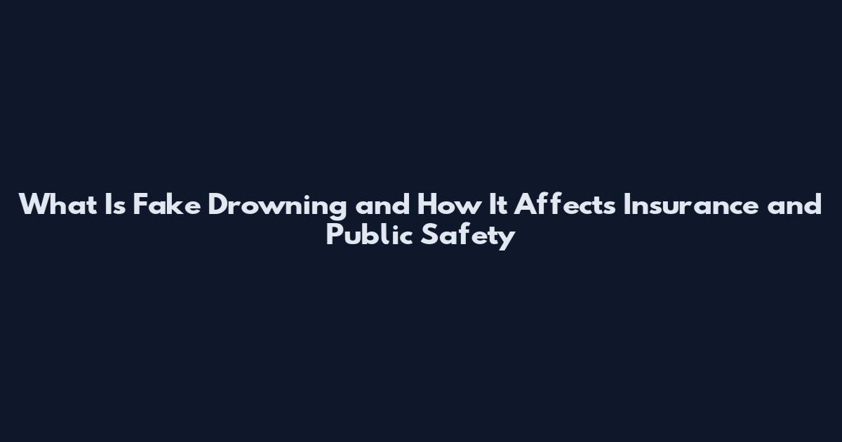 What Is Fake Drowning and How It Affects Insurance and Public Safety