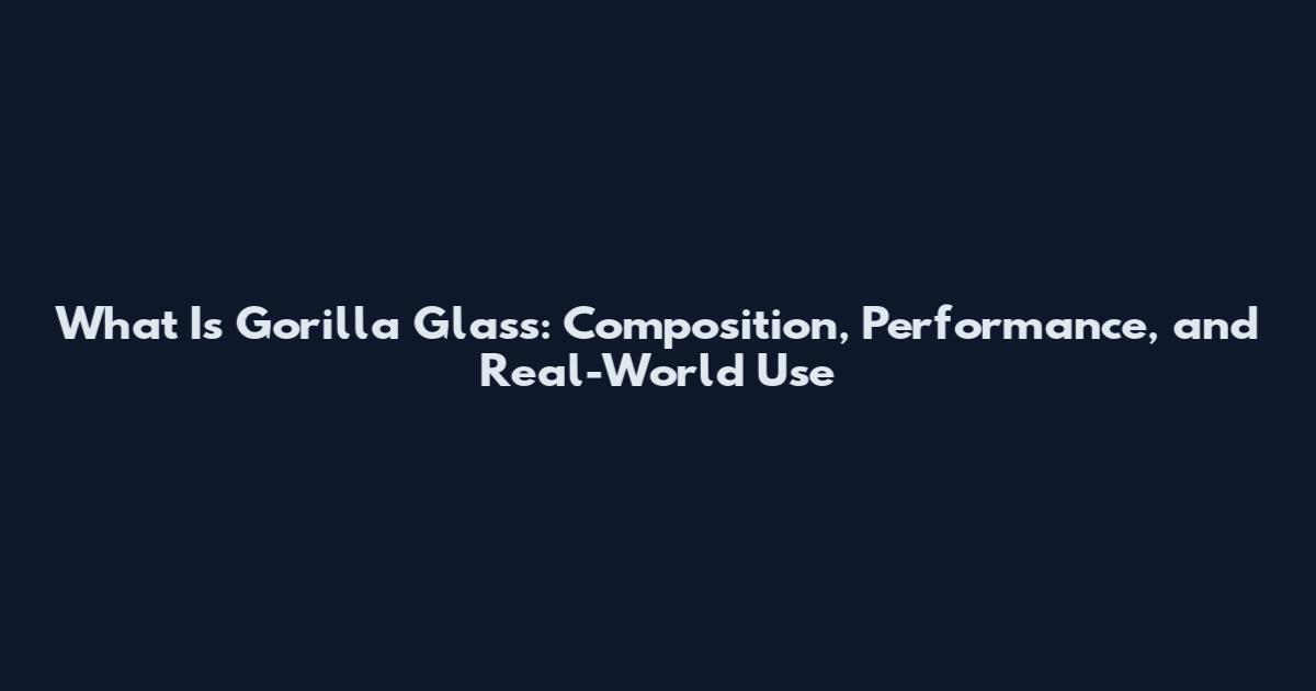 What Is Gorilla Glass: Composition, Performance, and Real-World Use