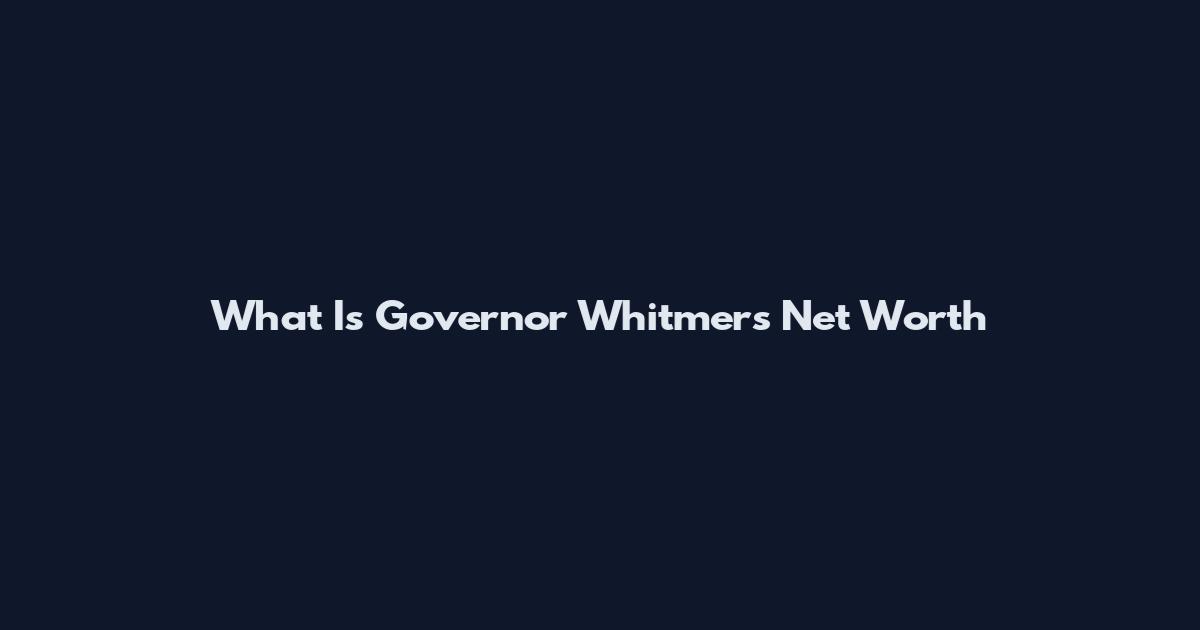 What Is Governor Whitmer's Net Worth
