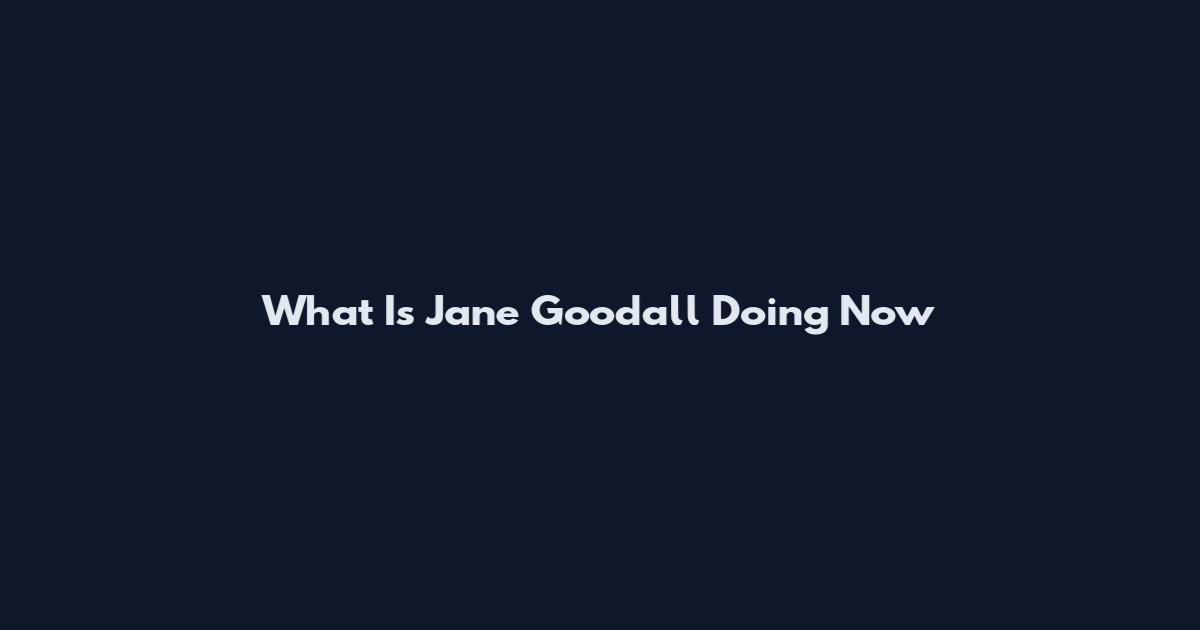 What Is Jane Goodall Doing Now