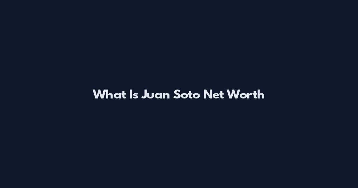 What Is Juan Soto Net Worth