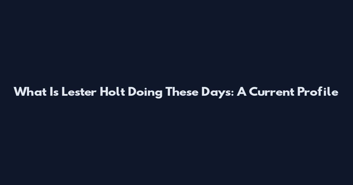 What Is Lester Holt Doing These Days: A Current Profile