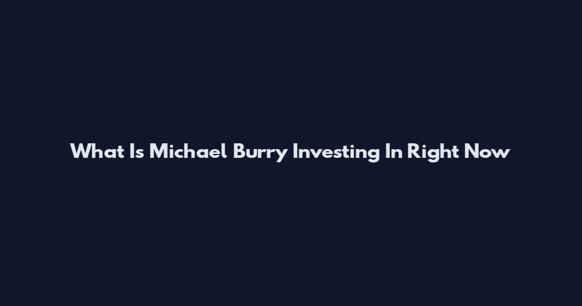 What Is Michael Burry Investing In Right Now