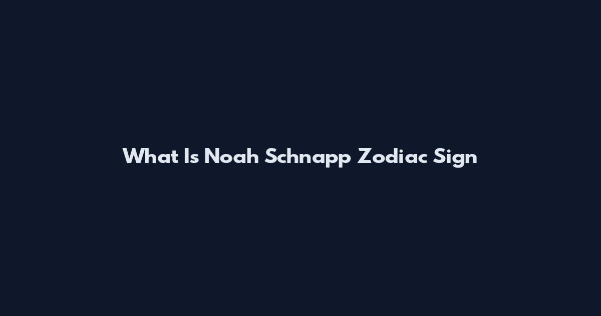 What Is Noah Schnapp Zodiac Sign