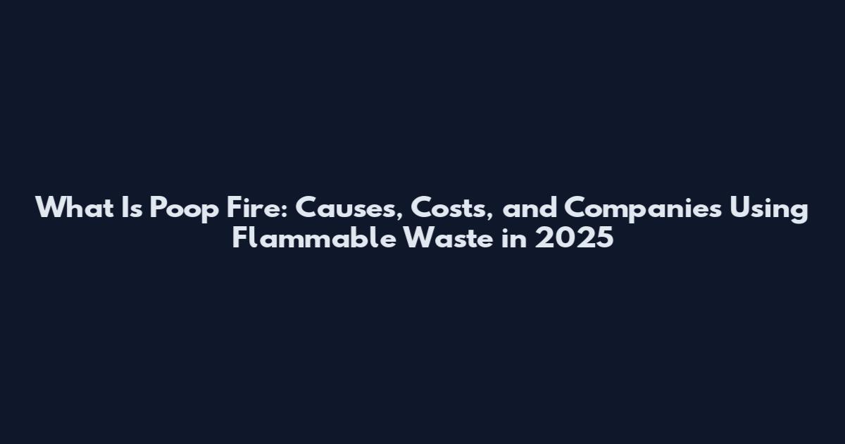 What Is Poop Fire: Causes, Costs, and Companies Using Flammable Waste in 2025