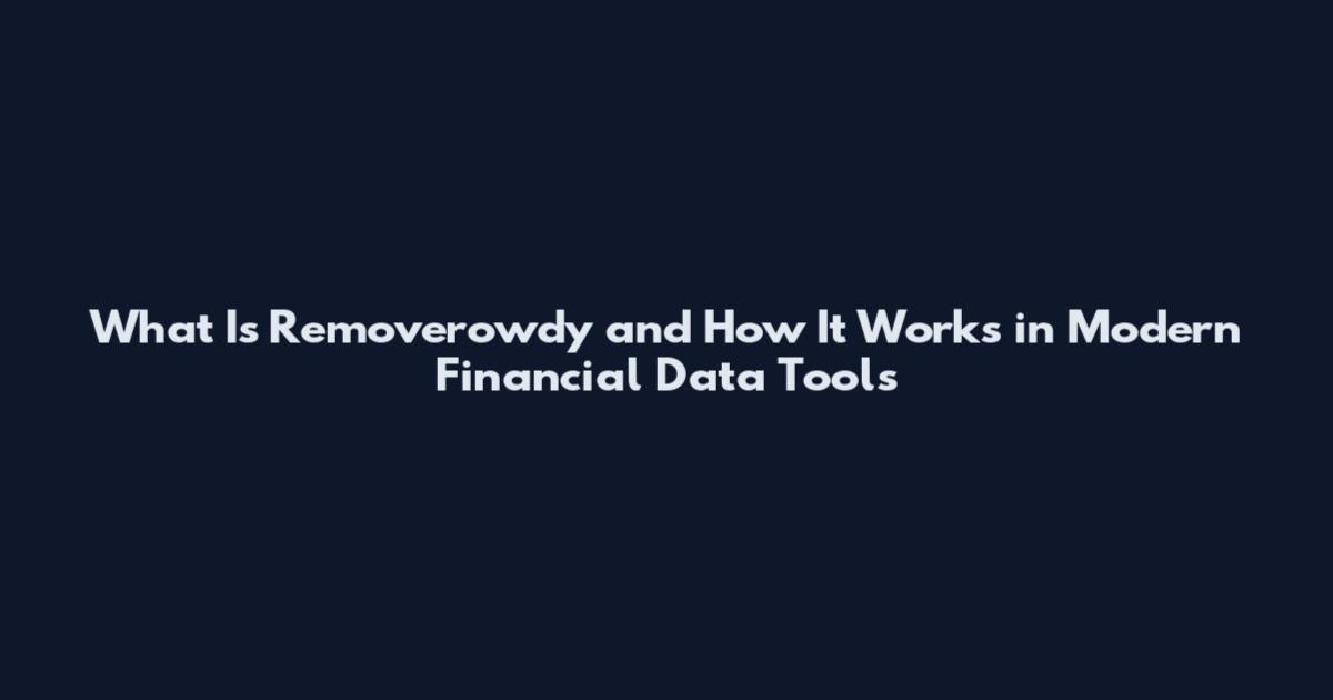 What Is Removerowdy and How It Works in Modern Financial Data Tools