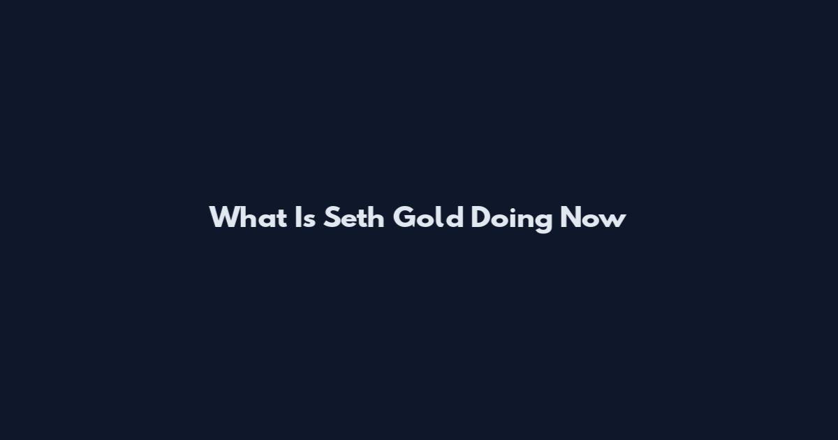 What Is Seth Gold Doing Now
