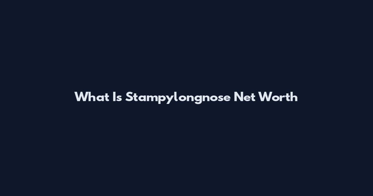 What Is Stampylongnose Net Worth