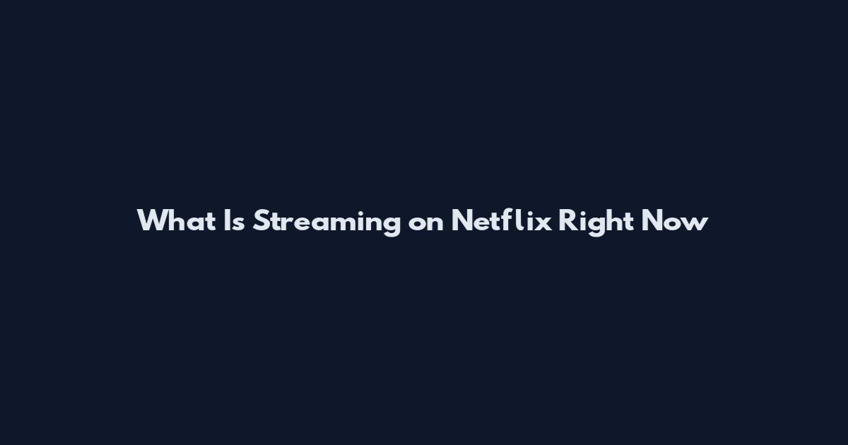 What Is Streaming on Netflix Right Now