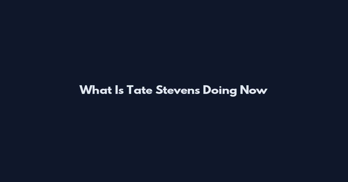 What Is Tate Stevens Doing Now