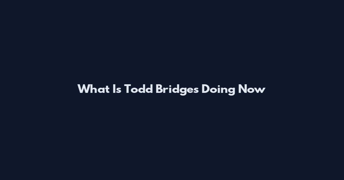 What Is Todd Bridges Doing Now
