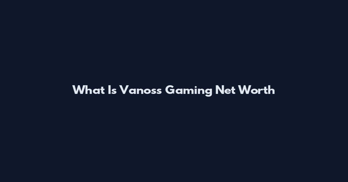 What Is Vanoss Gaming Net Worth
