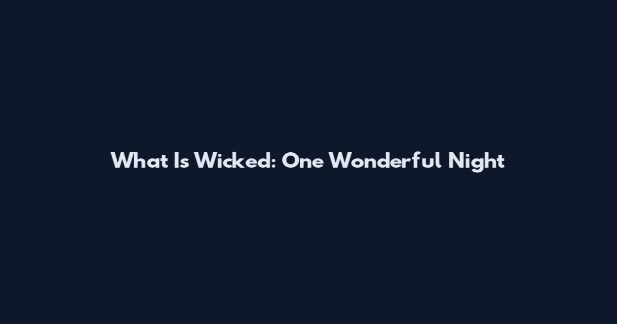 What Is Wicked: One Wonderful Night