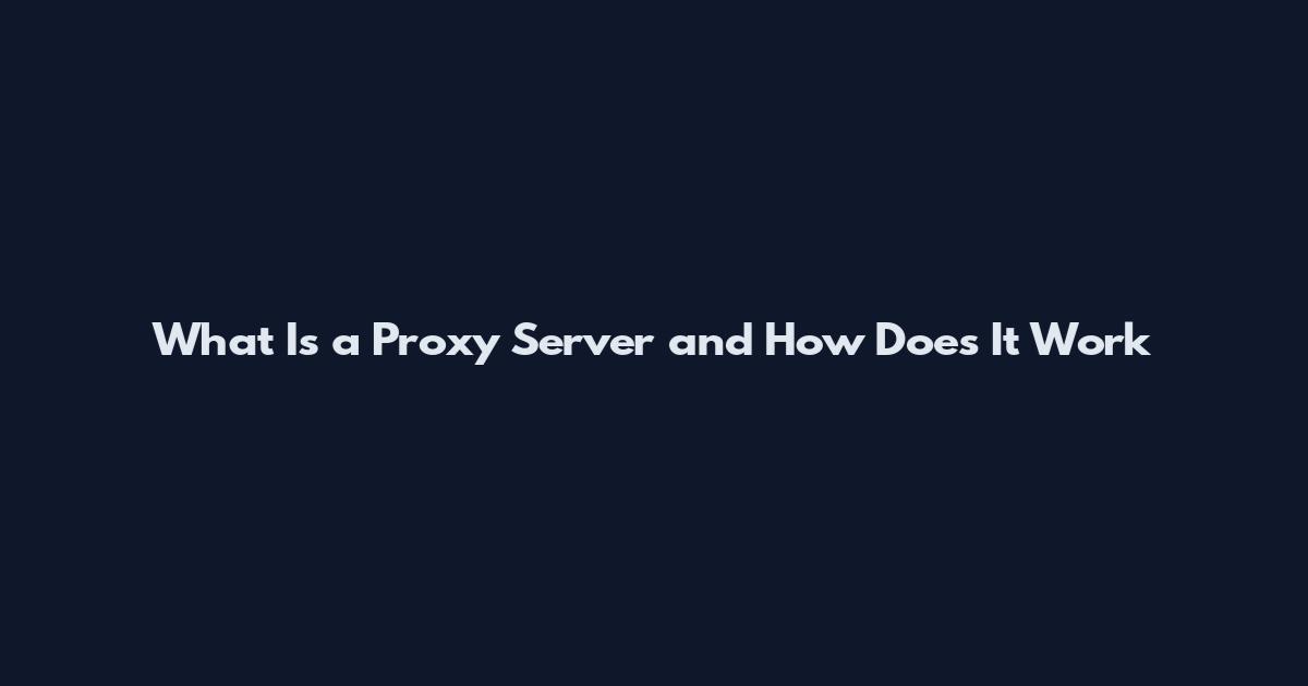 What Is a Proxy Server and How Does It Work