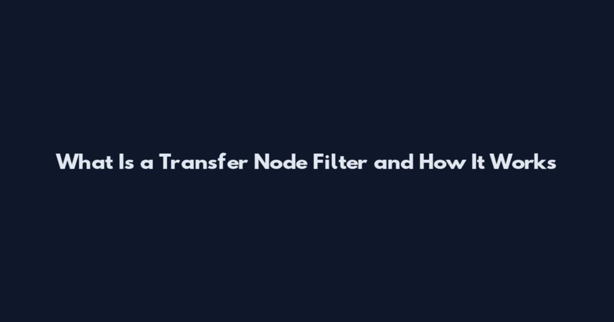What Is a Transfer Node Filter and How It Works