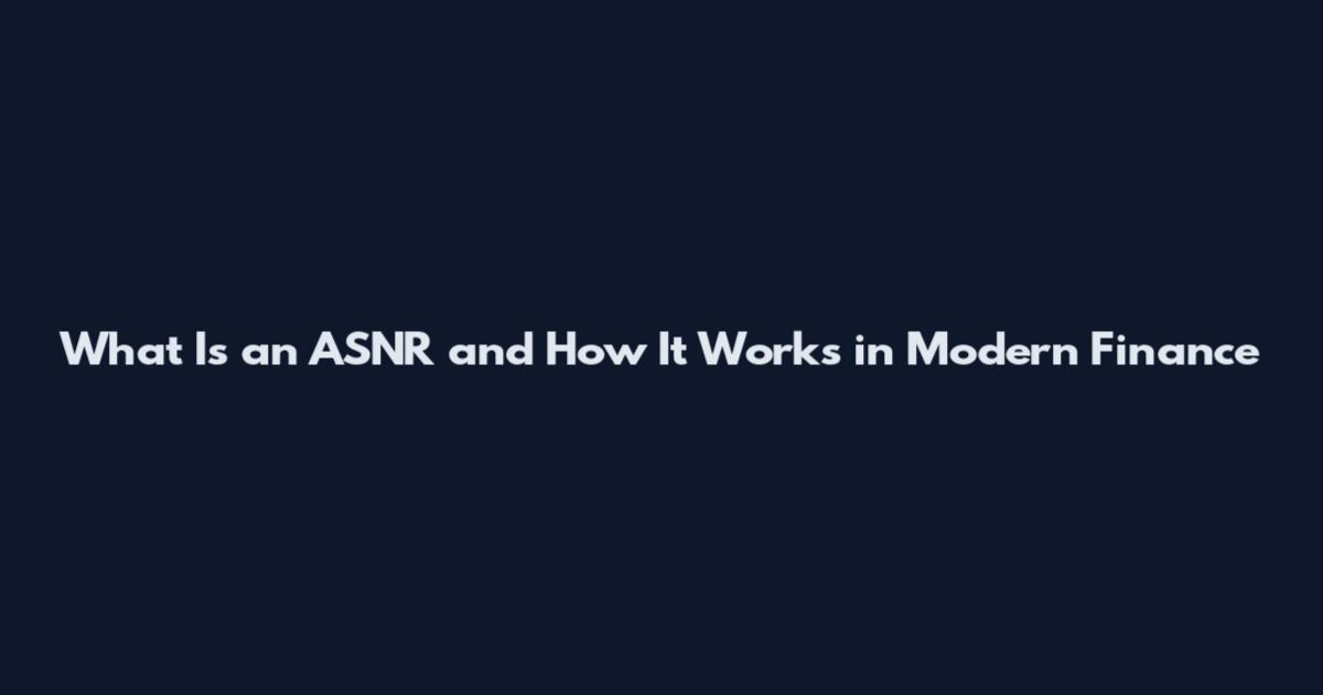 What Is an ASNR and How It Works in Modern Finance