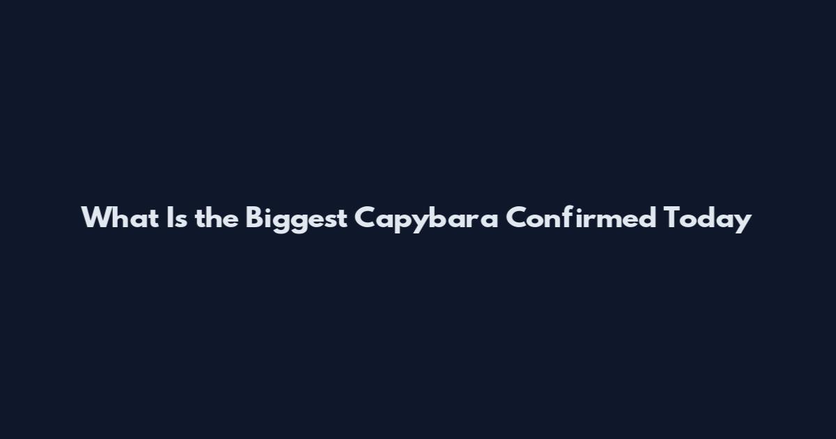 What Is the Biggest Capybara Confirmed Today