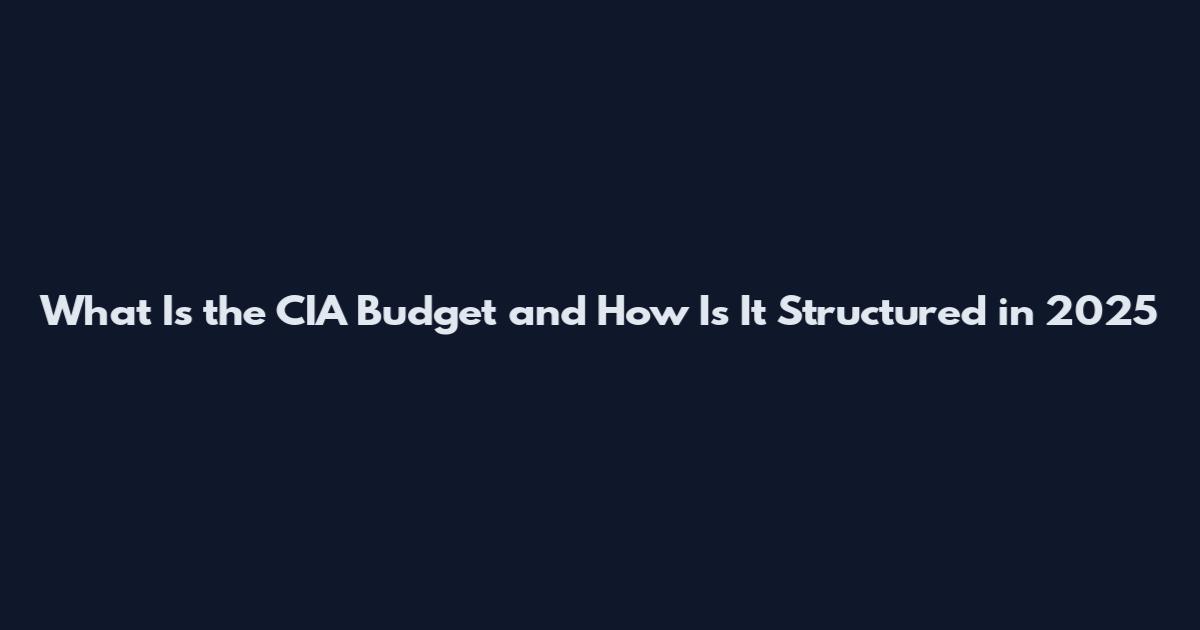 What Is the CIA Budget and How Is It Structured in 2025
