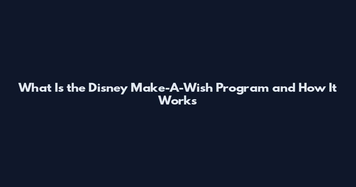 What Is the Disney Make-A-Wish Program and How It Works