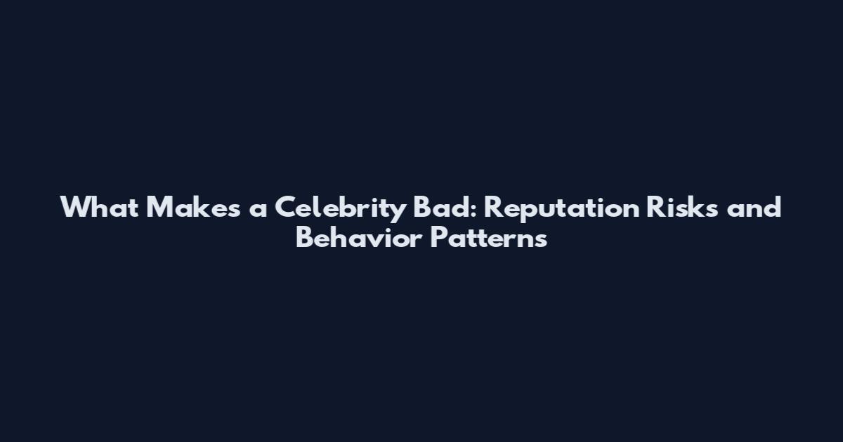 What Makes a Celebrity 'Bad': Reputation Risks and Behavior Patterns