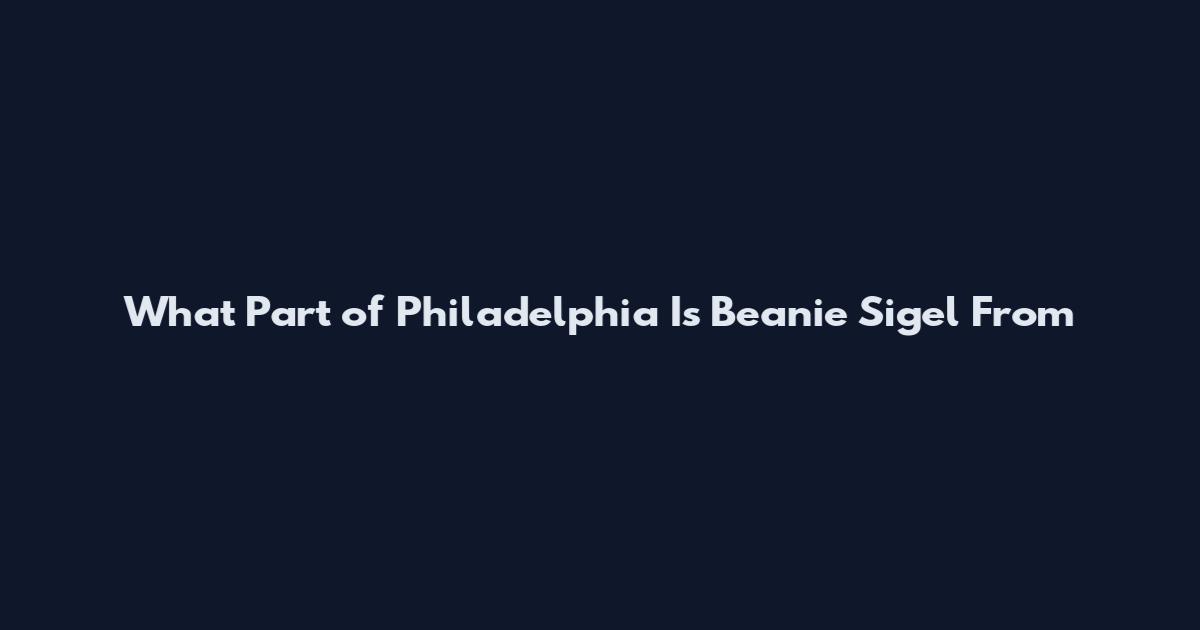 What Part of Philadelphia Is Beanie Sigel From