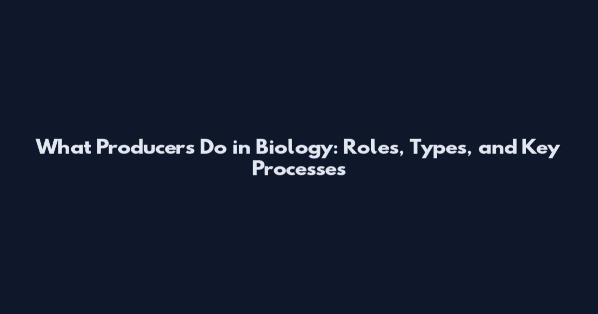 What Producers Do in Biology: Roles, Types, and Key Processes