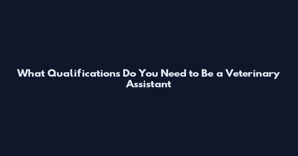 What Qualifications Do You Need to Be a Veterinary Assistant