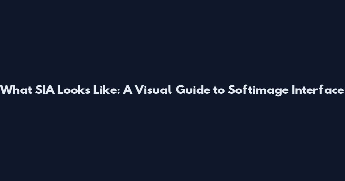 What SIA Looks Like: A Visual Guide to Softimage Interface