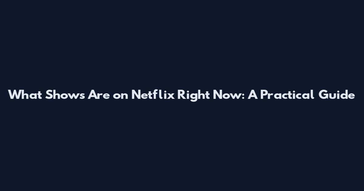 What Shows Are on Netflix Right Now: A Practical Guide