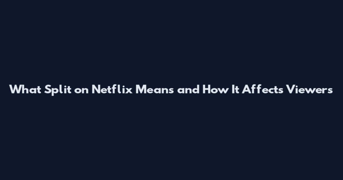 What Split on Netflix Means and How It Affects Viewers
