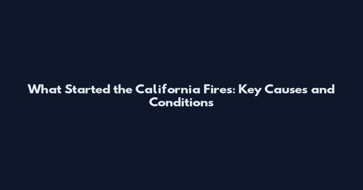 What Started the California Fires: Key Causes and Conditions
