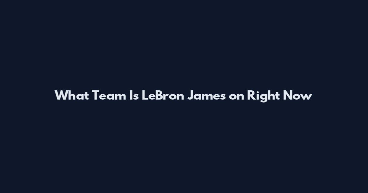 What Team Is LeBron James on Right Now