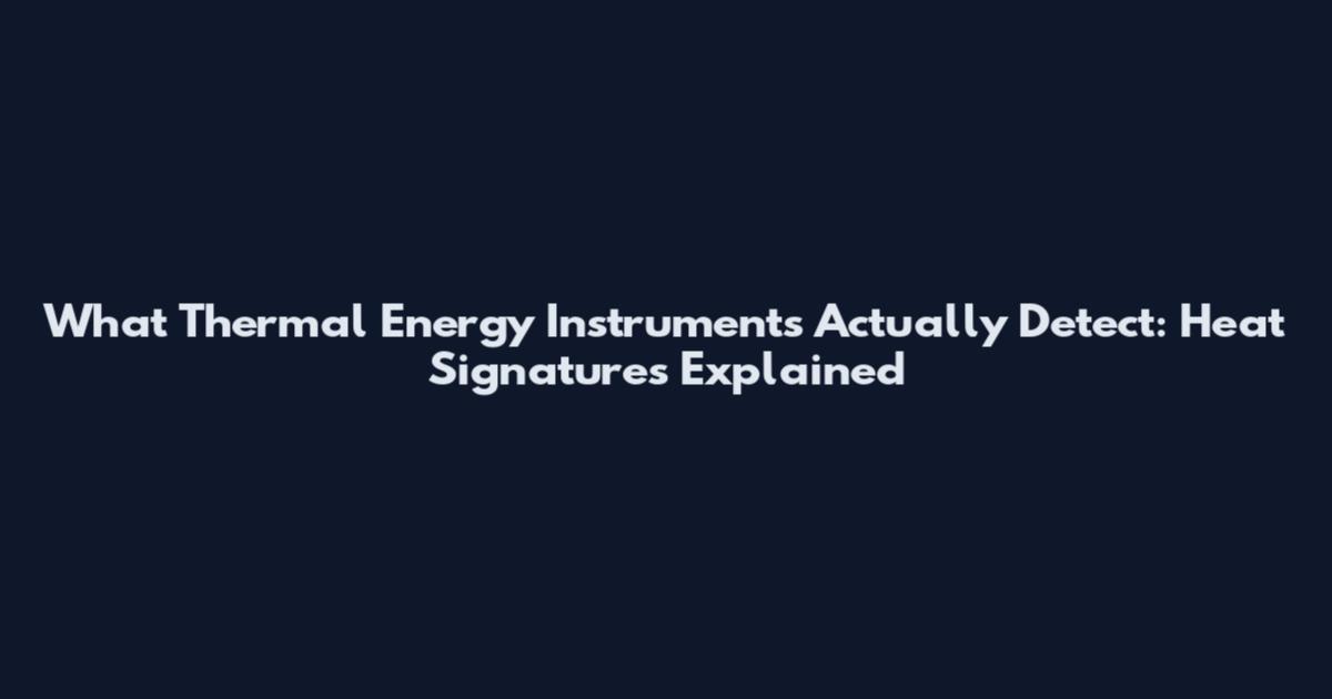 What Thermal Energy Instruments Actually Detect: Heat Signatures Explained