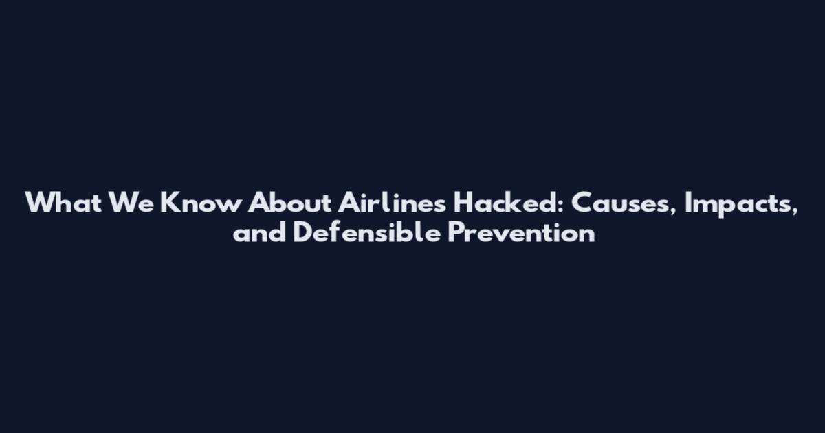 What We Know About Airlines Hacked: Causes, Impacts, and Defensible Prevention