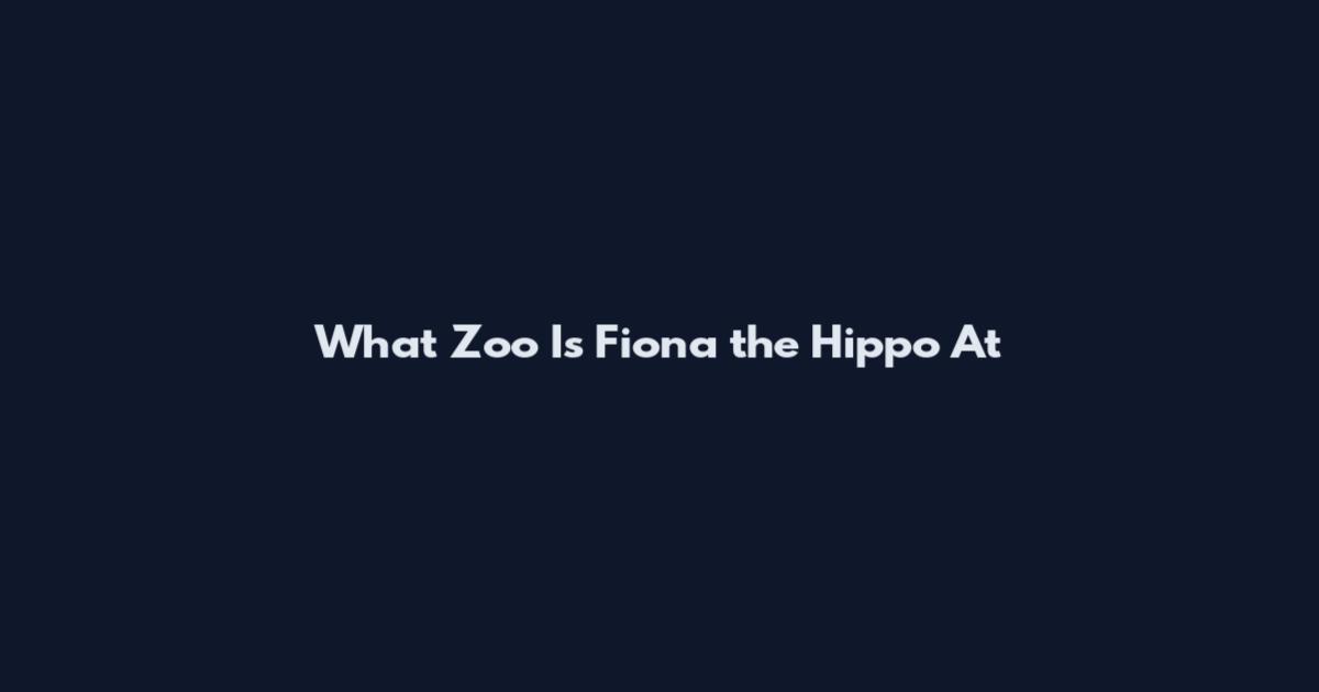 What Zoo Is Fiona the Hippo At