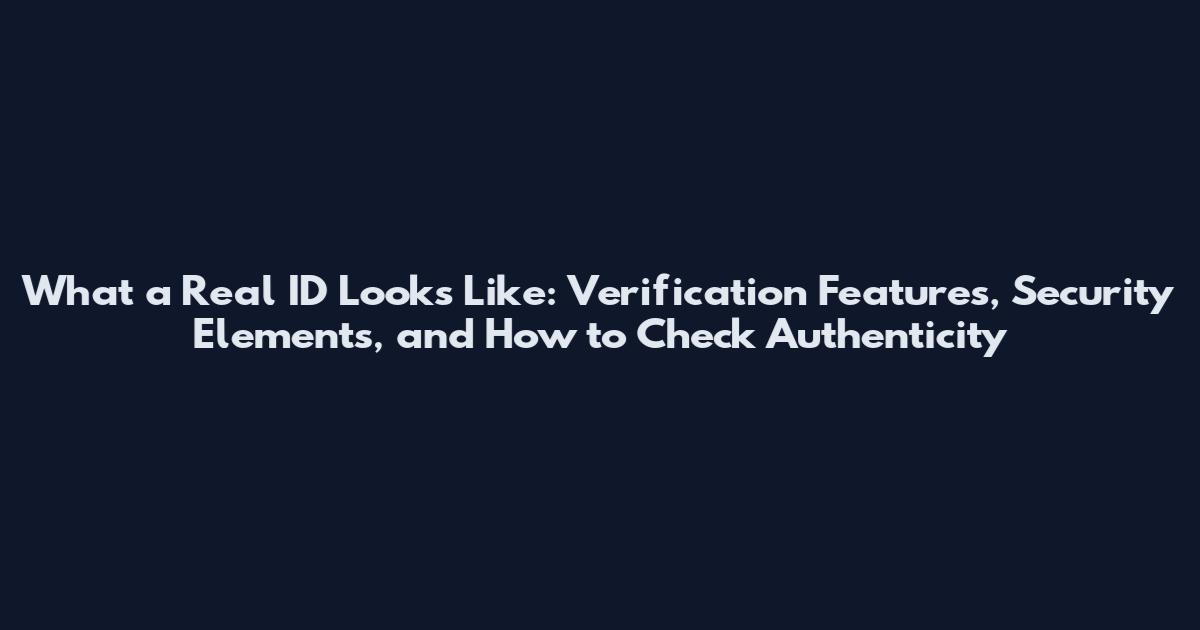 What a Real ID Looks Like: Verification Features, Security Elements, and How to Check Authenticity