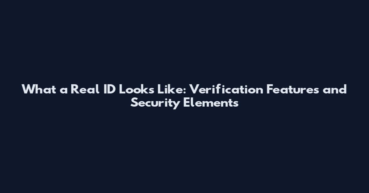 What a Real ID Looks Like: Verification Features and Security Elements