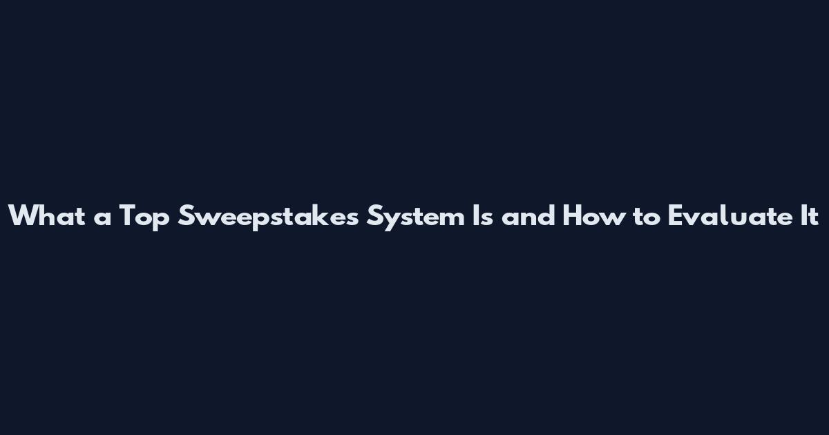 What a Top Sweepstakes System Is and How to Evaluate It