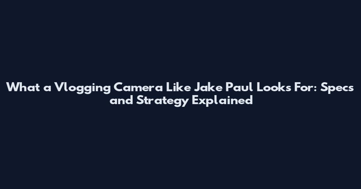 What a Vlogging Camera Like Jake Paul Looks For: Specs and Strategy Explained