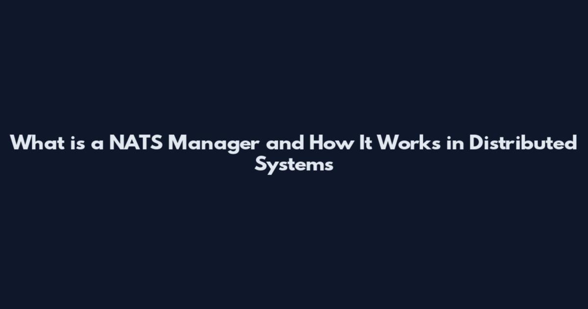 What is a NATS Manager and How It Works in Distributed Systems