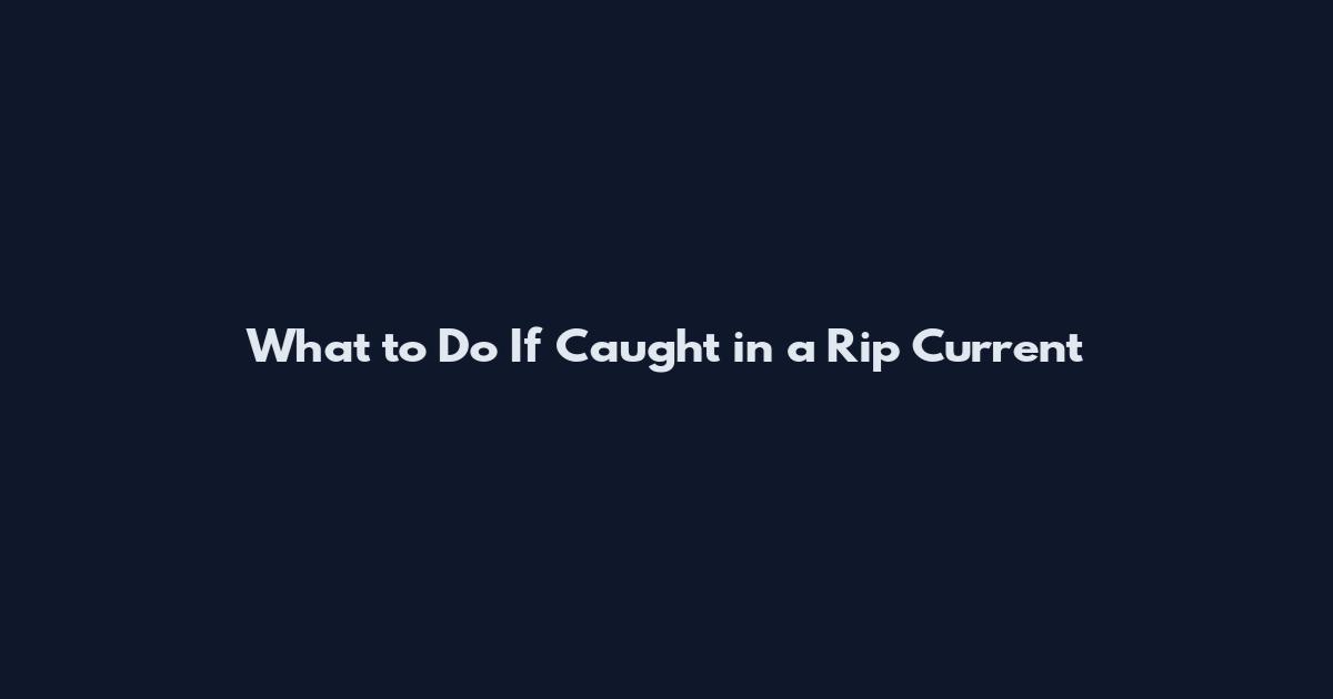 What to Do If Caught in a Rip Current